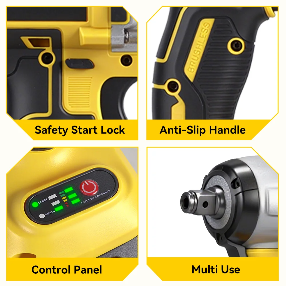 MELLWIN 520N.M Bürstenlosen Elektrische Schlüssel Set 3-IN-1 Cordless Schraubendreher Bohrer Schlüssel Power Werkzeuge Für Makita 18V Batterie pin – Detail 7
