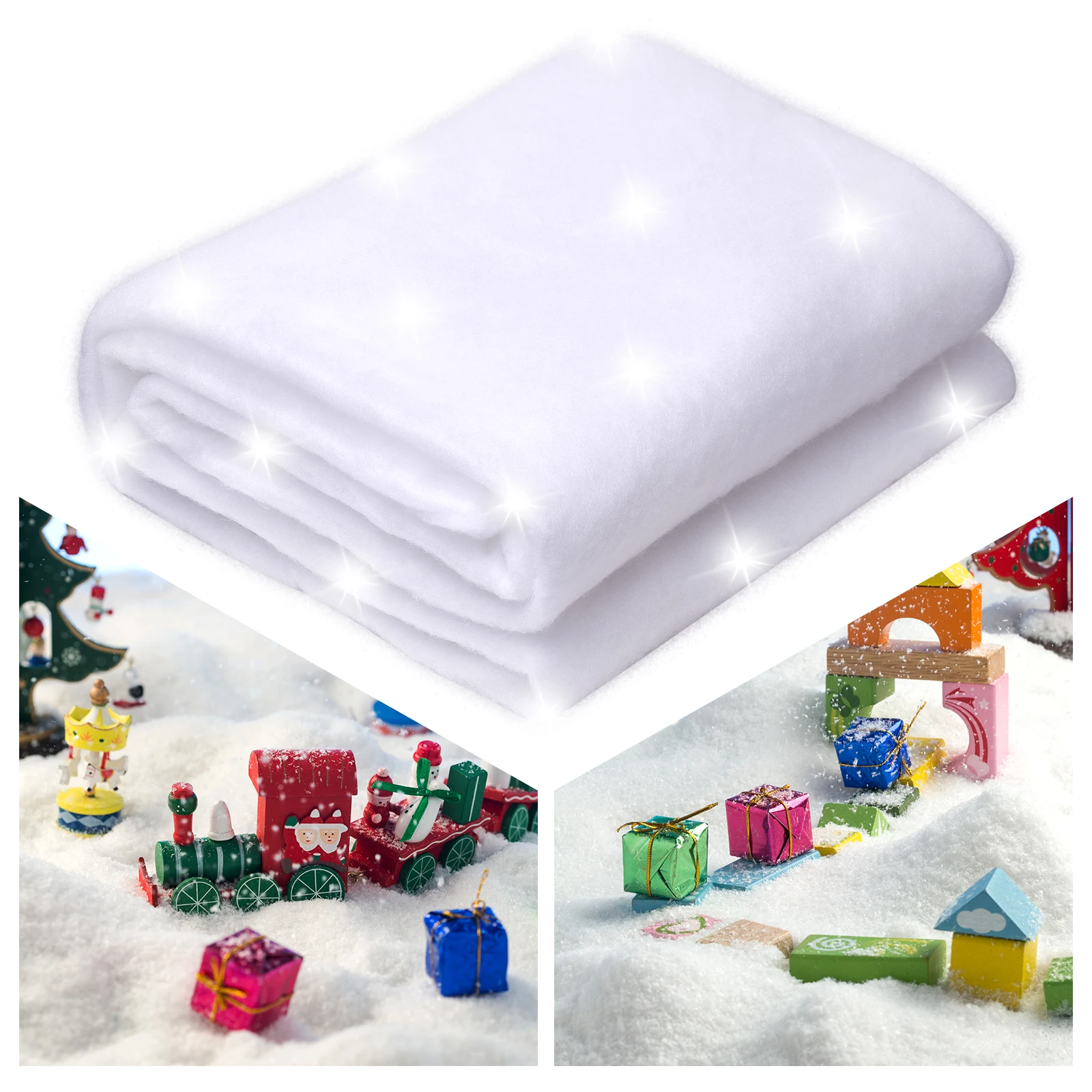 

Fake White Snow Blanket Cotton Snow Roll For Christmas Window Fireplace Backdrop Decoration Tree Skirts Blankets