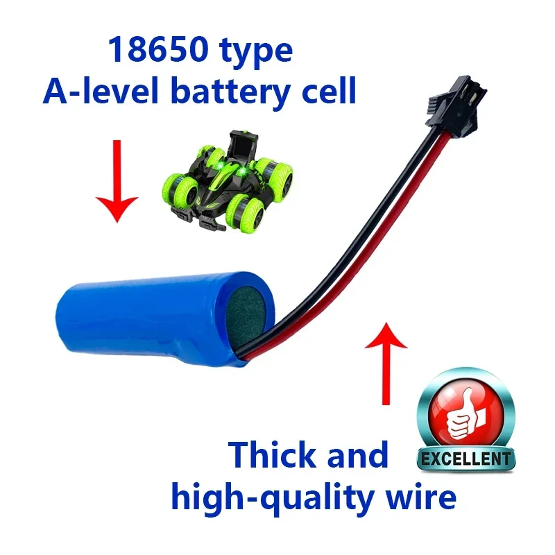 Original 3.7v 2500mah 18650 Lithium Battery For RC Stunt Car Q85 Rc Car Toys SM-2P Plug !18650 SM 2P Battery!18650 SM 2P