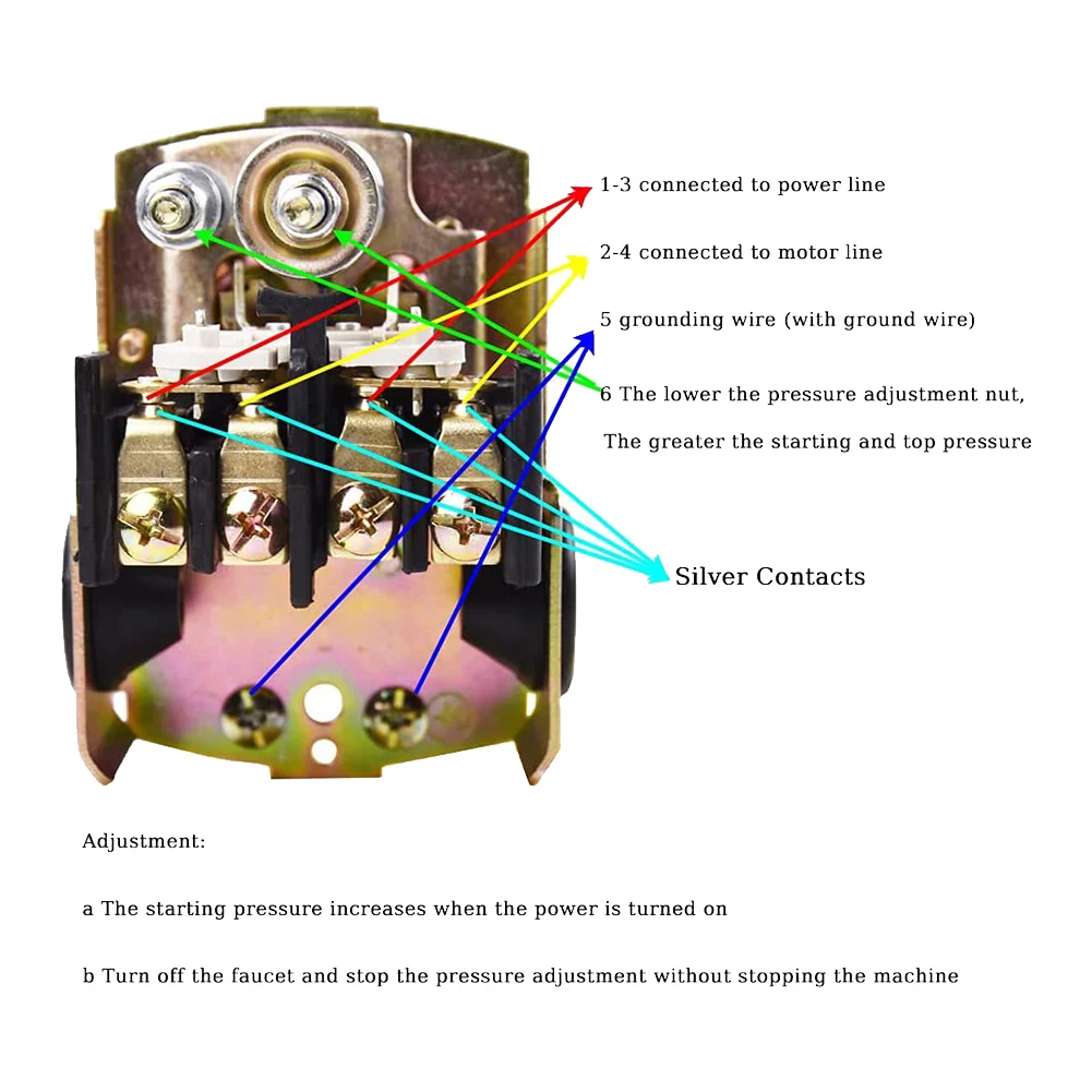 

A76K 1 Set Pressure Switch Water Pressure Switch Adjustable Double Spring Rod 110V-230V With Sealing Tape