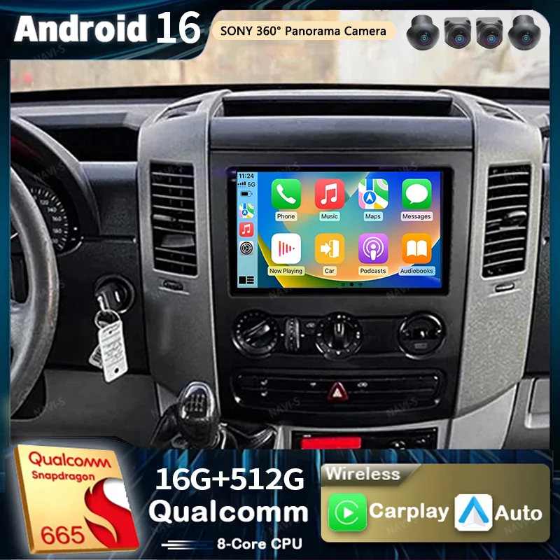 Android 16 Für Benz Sprinter Volkswagen Crafter 2006 - 2016 2K QLED Android Autoradio Multimedia-Videoplayer GPS Stereo CarPlay