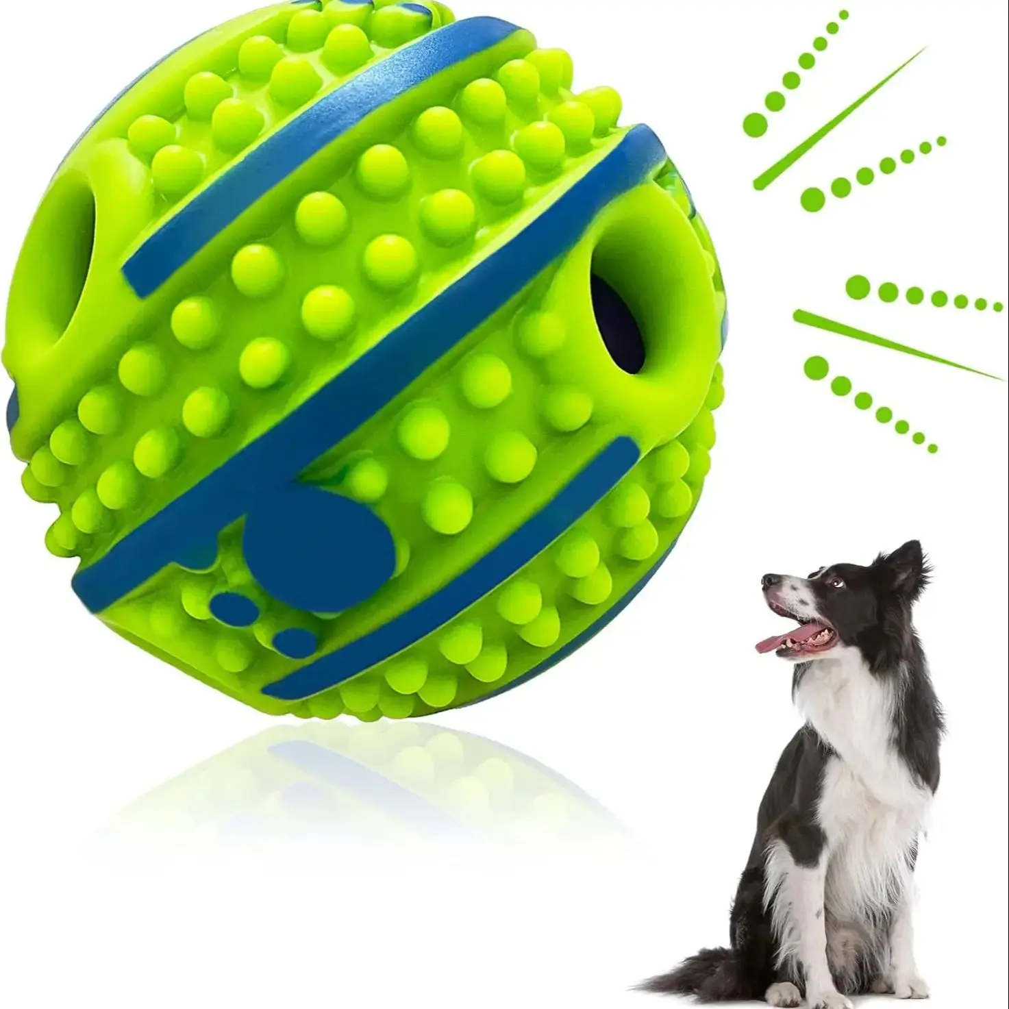 5.51in Spiky Dog Ball Wobble Giggle Ball for Dogs Interactive Dog Toy Ball for Medium Large Dogs Teeth Cleaning Playing Training