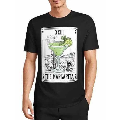Tarot Card 23 Margarita Cocktail Desert Cactus Black T-Shirt