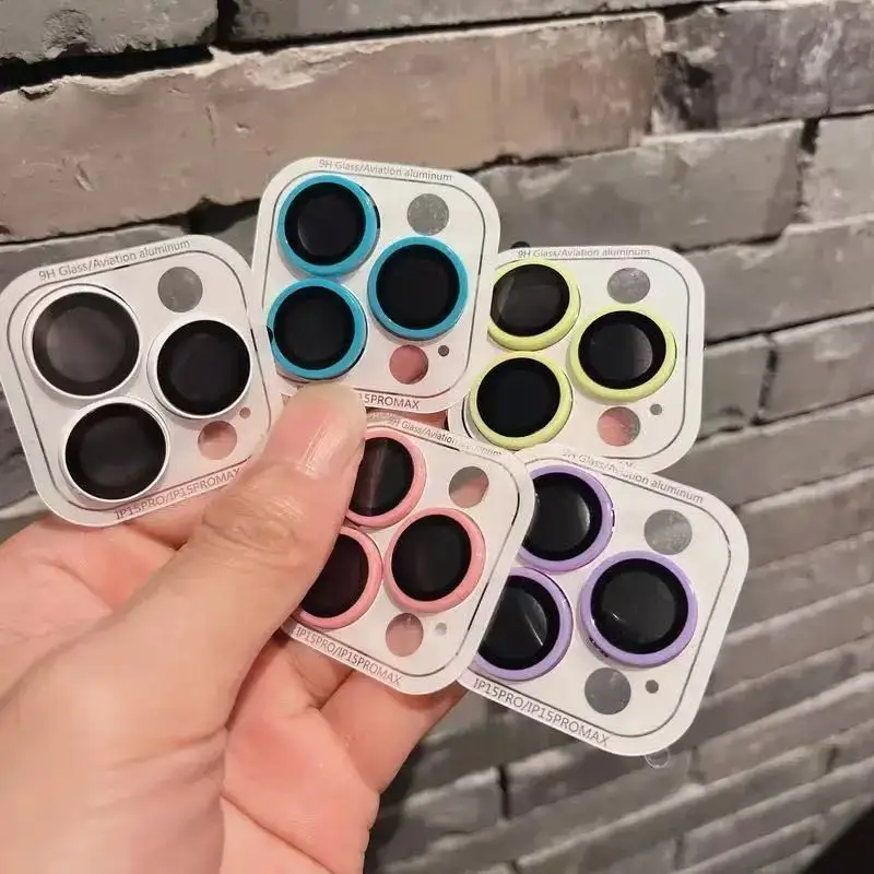 2-3 قطعة حامي عدسة الكاميرا مضيئة آيفون 12 13 14 15 16 برو ماكس حلقة الزجاج آيفون 14 برو ماكس 12 دقيقة غطاء متوهجة #3