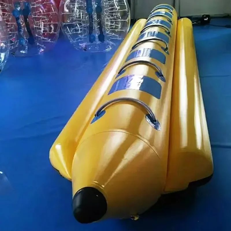 classic yellow 6 person inflatable floating boat towables banana water tube