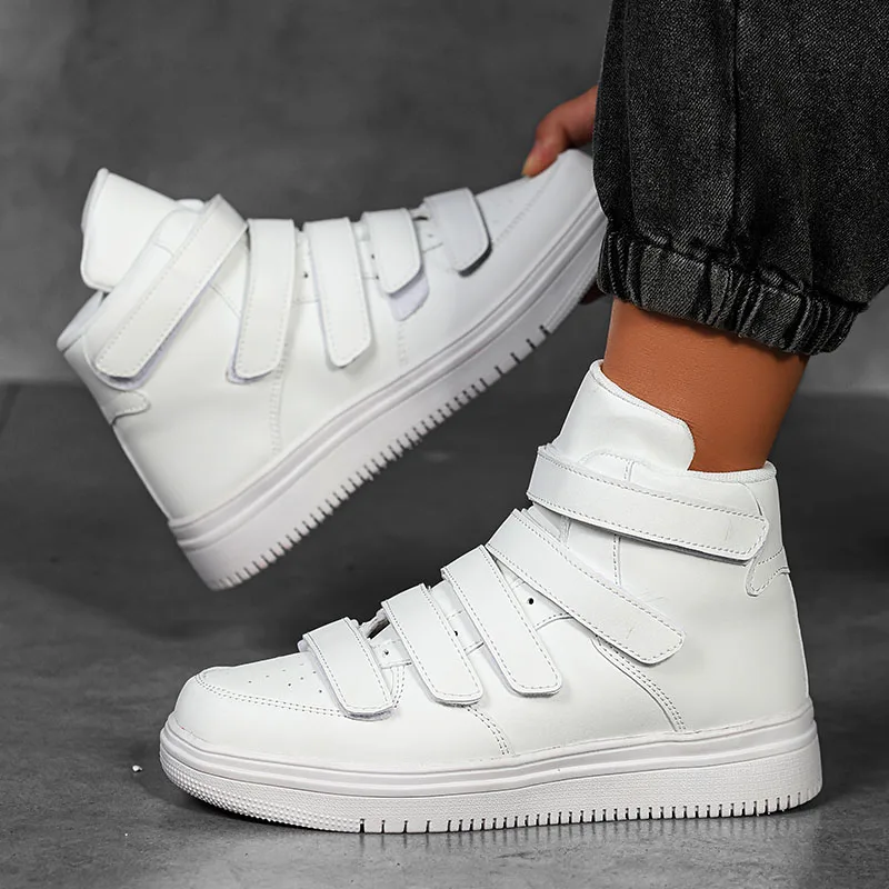 HKDQ Leather High Top Sneakers Men Original Red Men's Casual Sneakers Fashion Design Platform Sneakers Man zapatillas de hombre