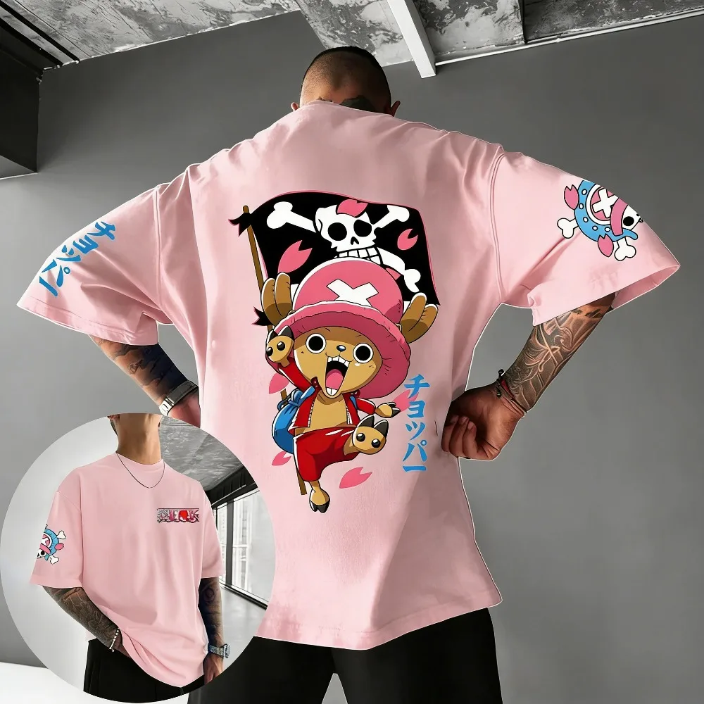 2026 Neues Unisex T-Shirt ONE PIECE Tony Tony Chopper 2026 Sommer Harajuku Anime Bedrucktes Großes Lockeres Eltern-Kurzarmshirt – Detail 9