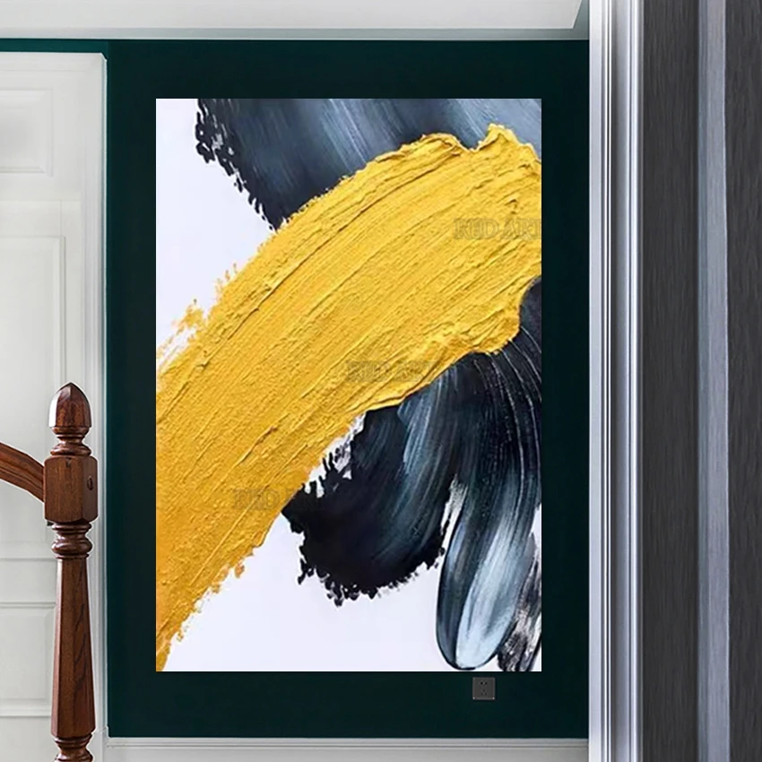 

Чистая ручная работа, большой золотой дизайн, картина, абстрактная текстура ножа, настенное искусство для показа отеля, роскошное домашнее искусство