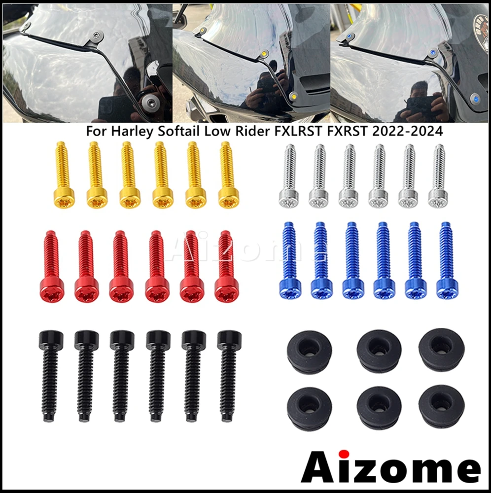 Motorcycle Fairing Windshield Bolts Screw Nut Rubber Washer Kit For Harley Softail Low Rider ST FXLRST 117 EI Diablo FXRST 22-24