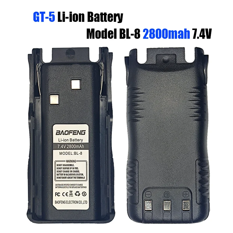 

BAOFENG Walkie Talkie GT-5 Battery 7.4V 2800mAh Long Standby For GT-5 Two Way CB Radio Accessories Extra Battery Model BL-8