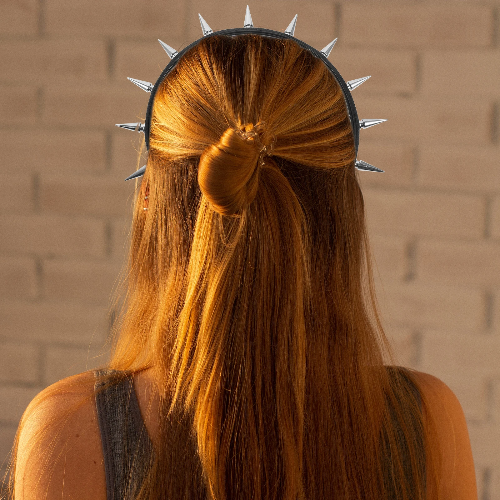 

Rivet Headband Punk Studded Women Hair Accessories Gothic Spike Decor Spiked Black Teen Girls Embellished Statement