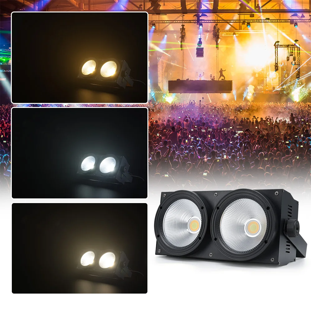 200W 2Eyes LED 2IN1 COB Cool Warm White Lighting 2X100W Blinder Lighting Wedding Party Bar DMX Christmas Lights Audience