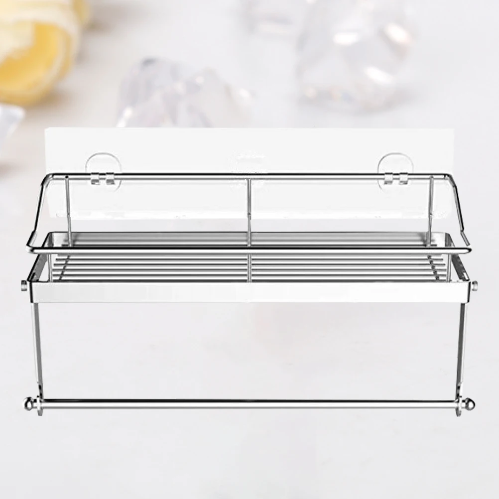 

Self Adhesive Wall Mounted Rack Stainless Steel Roll Paper Holder Kitchen Storage Shelves Bathroom Racks Space Saving
