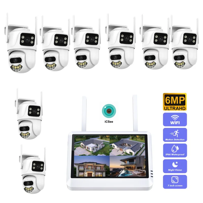 Picture 3: 9MP 8CH Wifi NVR Security Camera Kit 4CH Wireless Outdoor 8x Zoom 7-inch LCD CCTV System With Night Vision Function