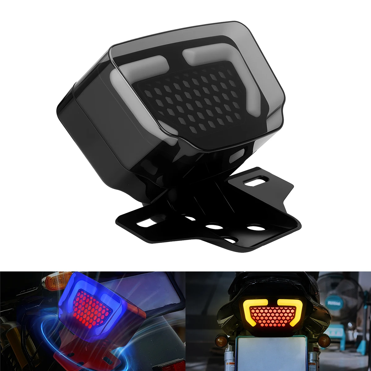 

1PC Motorcycle LED Grid Tail Lamp Dynamic Flash Rear Light Motorcycle Signal Lights Integration Tail Lamp 12V Waterproof