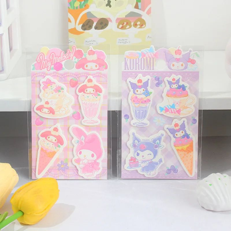 Imagem -02 - Sanrio Melody Kuromi Memo Pad Bonito Kitty Sticky Notes Etiqueta de Papelaria Notepad Planner Sticker Post Material Escolar 24 Pcs por Lote