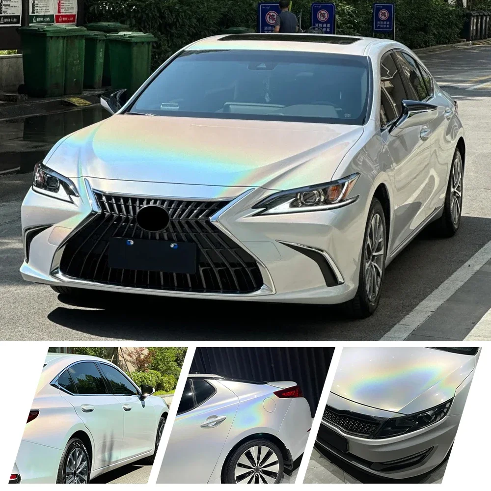 

Популярная радужная иридесенционная лазерная серебристо-белая виниловая пленка для упаковки, сделай сам, мотоцикл, ноутбук, скутер, велосипед, кожа, автомобильная наклейка, ПВХ пленка