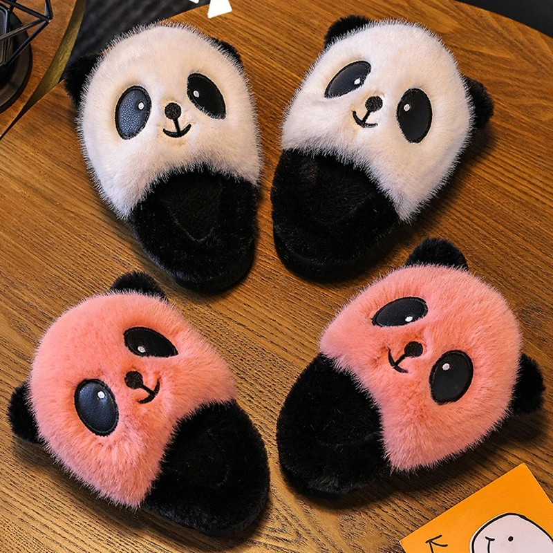 

New Spring Autumn Winter Baby Girls Cotton Slippers Cartoon Panda Print Kids Boys Keep Warm Indoor Anti Slip Home Bedroom Shoes