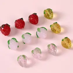 10pcs  8x12mm Strawberry Shape Handmade Lampwork Glass Loose Beads Charms for Jewelry Making DIY Earring Necklace Craft Findings