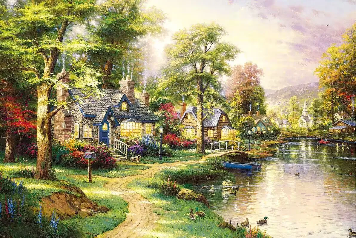 Lakehouse Adult Jigsaw Puzzles 1000/500/300pcs Wooden Puzzles for Gameroom Bedroom Home Decor Birthday Holiday Party Gift