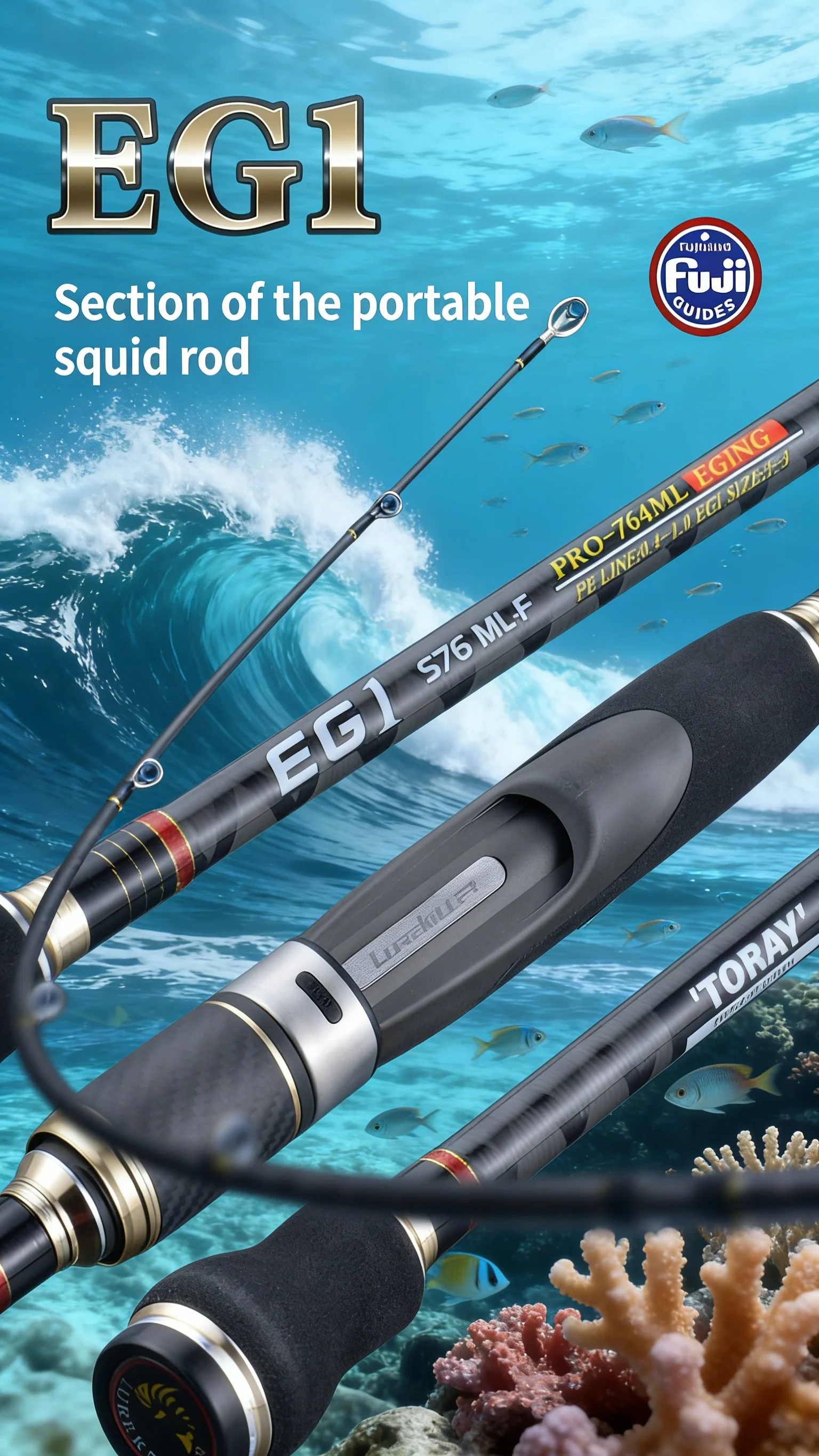 

High Carbon Squid Fishing Rod Sensitive Egi Saltwater Boat Jigging Rod for Octopus Cuttlefish PE 0.4-1.2 Lure 2-3.5g