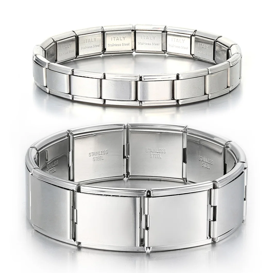 Fit 20mm/9mm Italienische Charm Armband Homme Edelstahl Elastische Link Kette Paar Armband Silber Farbe Mode schmuck – Detail 1