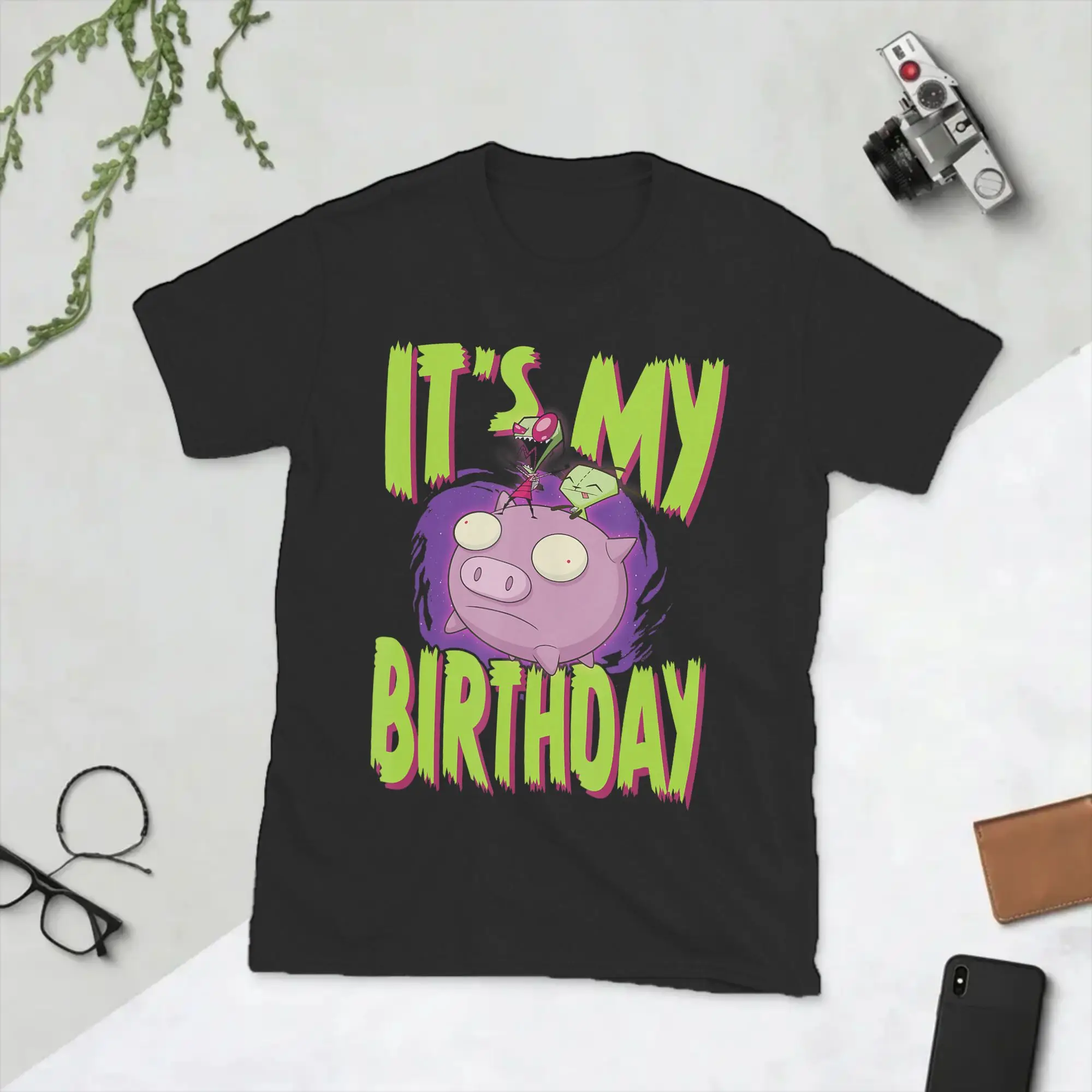 Men Invaders Zim It's My Birthday T Shirts  100% Cotton Clothing Novelty Short Sleeve Crew Neck Tees Plus Size T-Shirts