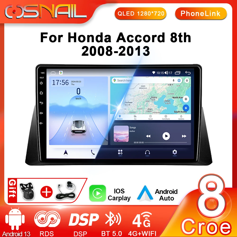 

Автомагнитола 2 din на Android для Honda Accord 8 Spirior 2008-2013, мультимедийный видеоплеер для автомобиля, беспроводной CarPlay, 4G, GPS-навигация