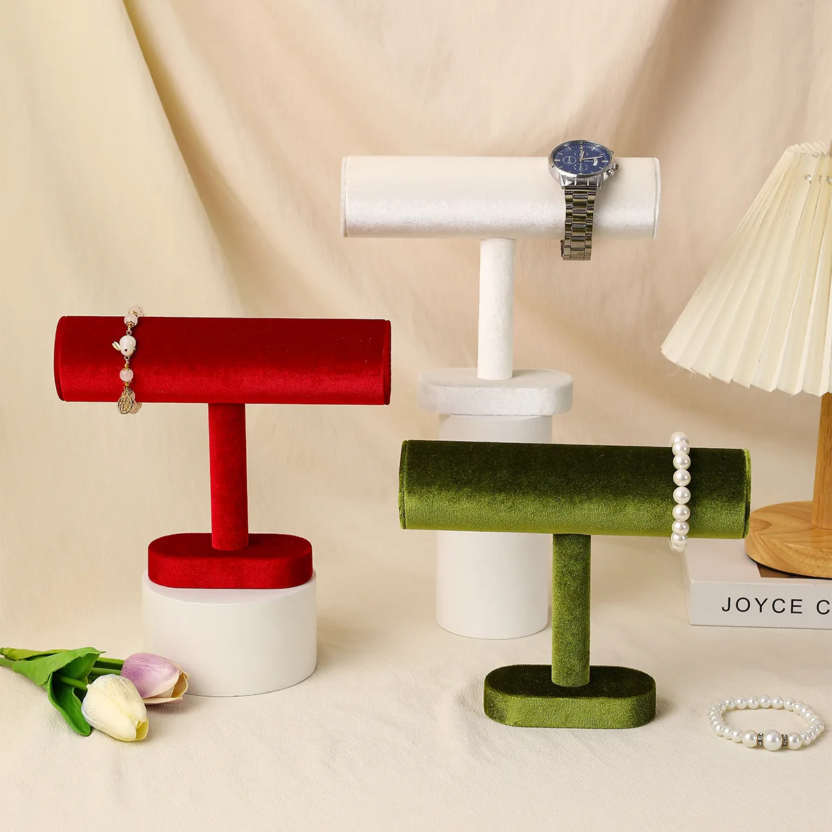 i Velvet Bangle Bracelet Watch Display Stand T-shape Jewelry Display Stand Shop Window Showcase Props