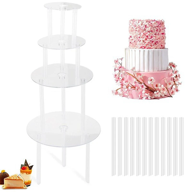

Cake Plate,5 Cake Stand, Cake Base (9/12/16/20/20 Cm) With 15 Dowel Rods, Reusable For Tiered Stacked Cakes, For Wedding