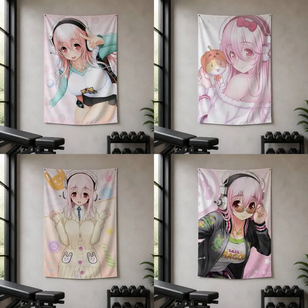 S-Super Cute S-Sonico Decorative Wall Flag Banner for Home Garden Garage Indoor Outdoor Decor