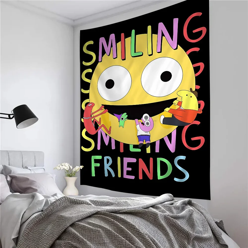 Cartoon S-Smiling Friends Colorful Tapestry Wall Hanging Bohemian Wall Tapestries Mandala Wall Art Decor