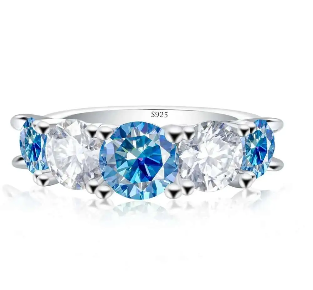 100% 3,6 Sterling Silber Karat volle Moissan ite Ringe für Frauen 18 Karat Weißgold Farbe Verlobung Hochzeit edlen Schmuck – Detail 10