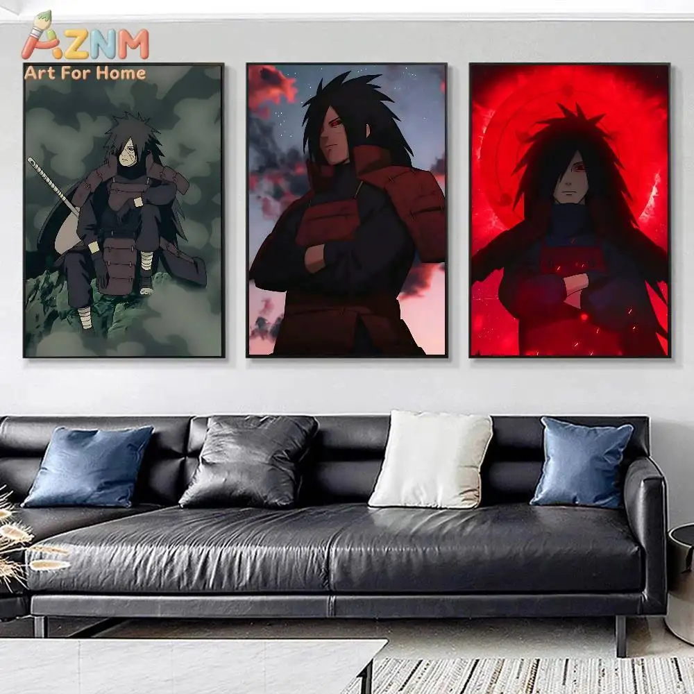 AZNM Naruto Uchiha Madara Anime Canvas Wall Art, HD Print Unframed Poster for Home Room Decor