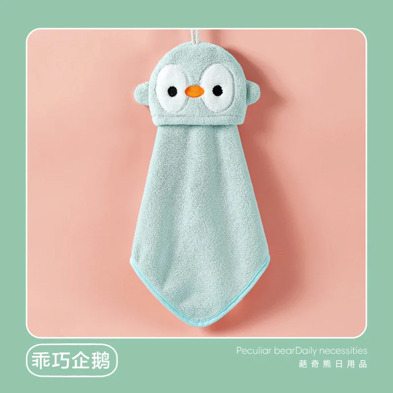 Hand Towels Coral Fleece Anime Hanging Towel Absorbent Towels Children Hand Towels Cute Towels Cartoon Animal Towels