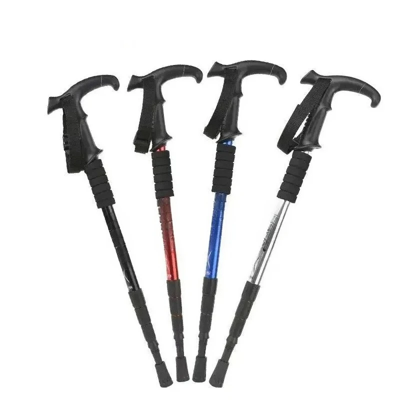 Outdoor Foldable Hiking Pole 4-Section Portable Hiking Telescopic Pole Light Camping Hiking Pole