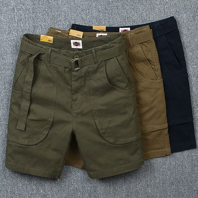 

Casual Workwear orts Men Summer Loose Straight Leg Retro Waed Large ket Busin Casual Polyester Fiber ort Pants