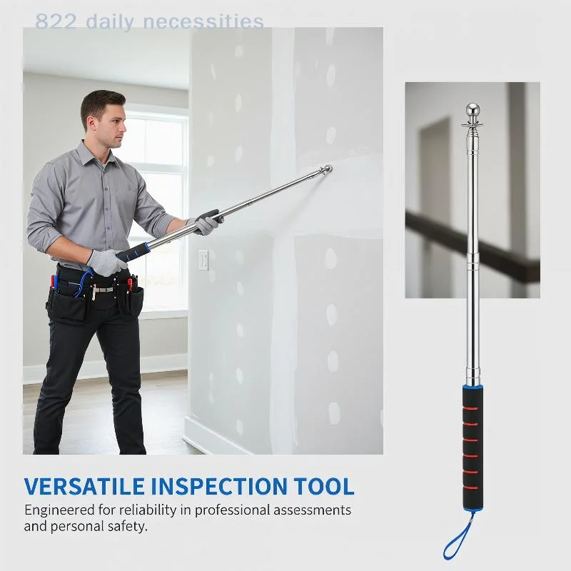 Telescopic Construction Test Hammer 115cm Thickened Extended Rod Lightweight Wall Tile Hollowing Check Tool for Home Use