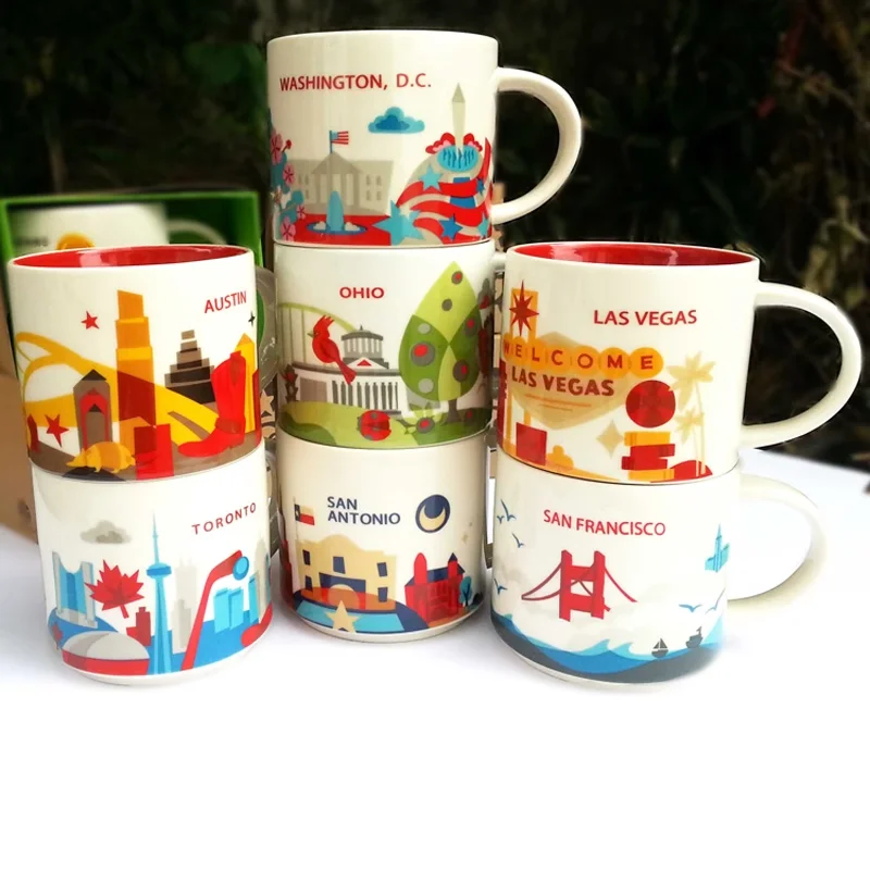 

Global Collection Ceramic City Cup USA City Bone china Mug New York Los Angeles Pairs London England Japan New orleans Las Vega