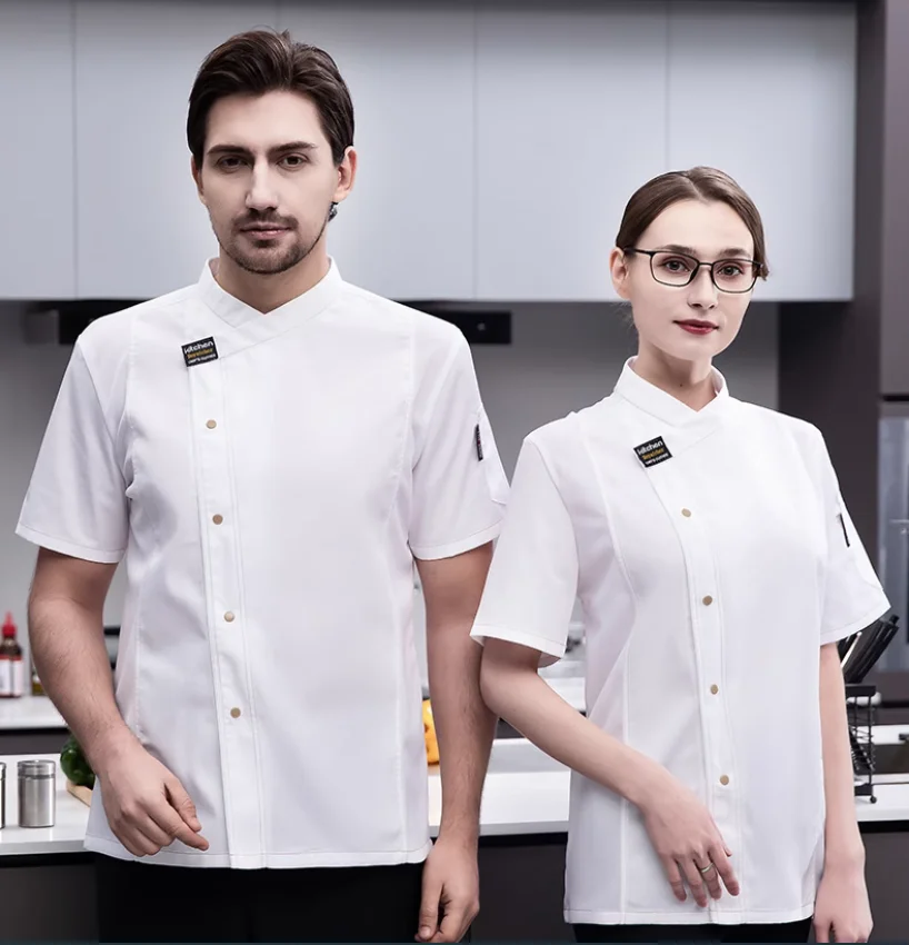 

High end catering work uniform for men's summer short sleeved thin hotel chef uniform