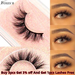 FOXESJI Makeup Mink Lashes Fluffy Soft Full Fake Eyelashes Thick False Eyelashes Wispy Lash Extension Natural 3D Eye Mink Lashes