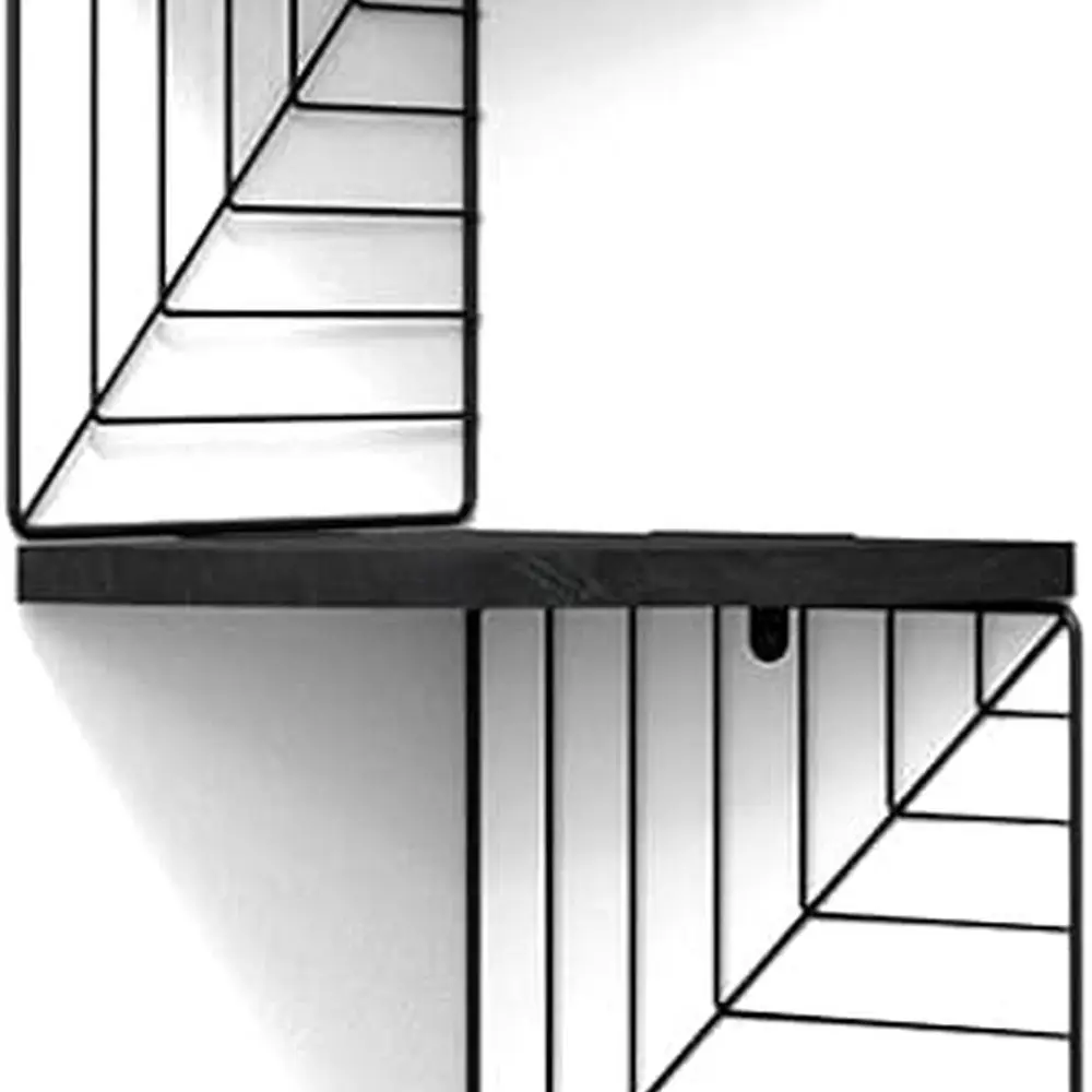 

5-Tier Rustic Wood Floating Shelves - Wall Mount for Home, Office, and More in Black