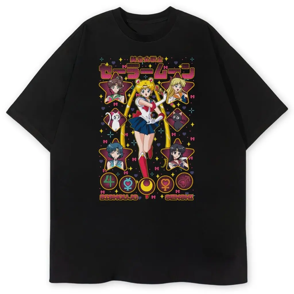 

Japanese Anime Sailor Moon Cotton T-shirt Summer Men's Women's Harajuku Casual Short Sleeved T-shirt Streetwear Anime Enthusiast