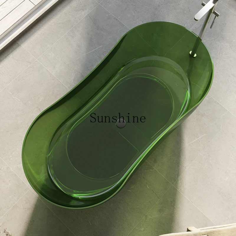 Household independent color crystal resin glass double oval special-shaped bathtub