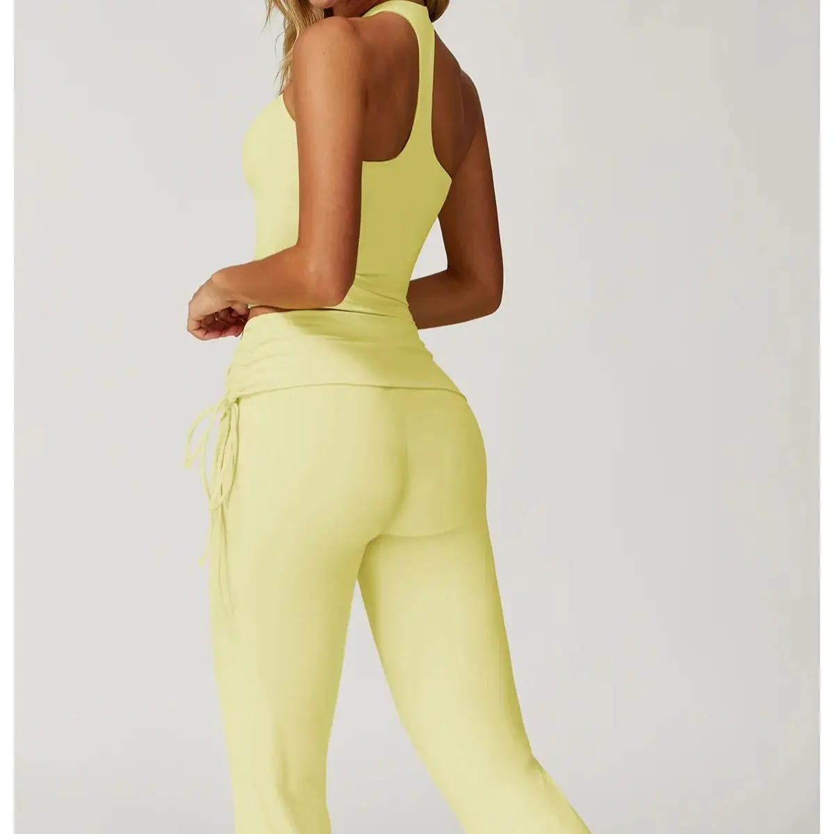 

Новый женский комплект для йоги, комплект из 2 предметов, тренировочная одежда, спортивная одежда для фитнеса, спортивный костюм, брюки-клеш с высокой талией, спортивный бюстгальтер, спортивная одежда, одежда