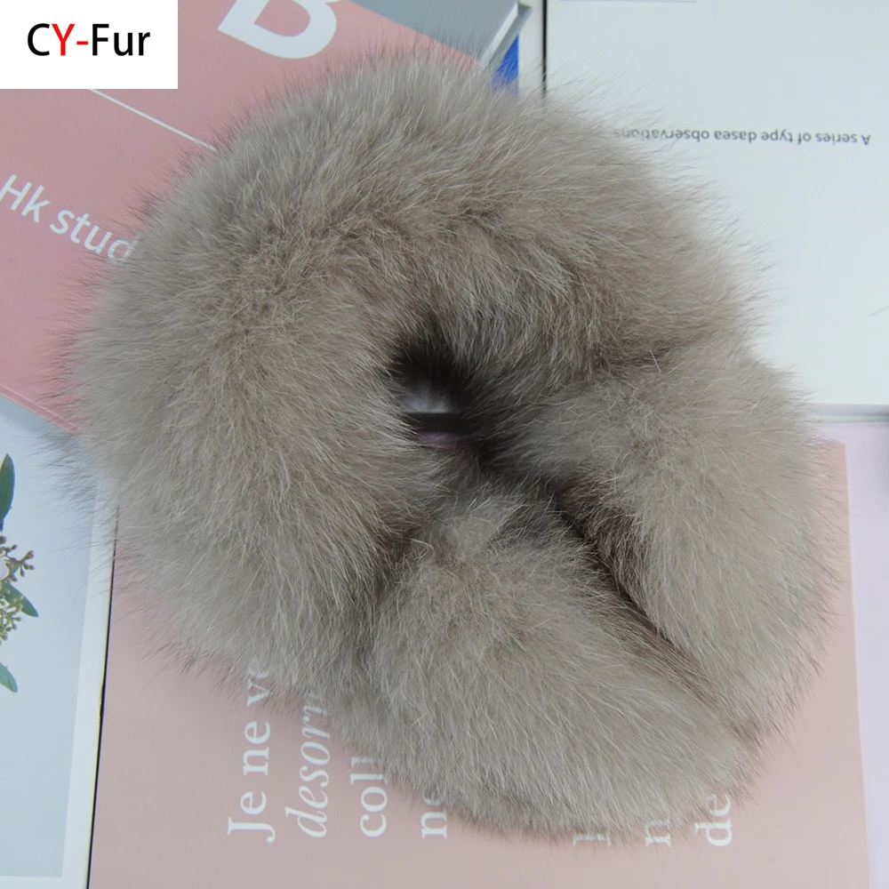 Winter Natural Real Fox Fur Earmuffs Plush Warm Decorate Women Cute Solid Ear Warmer Headphones Neck Warm Bib Scarf Dual Purpose