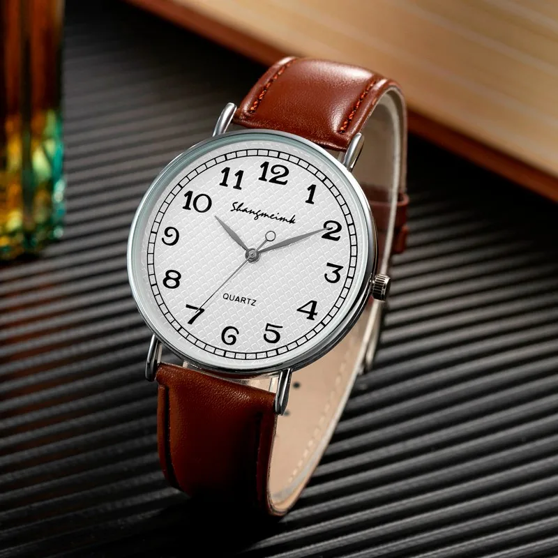 Mens Business  Design Mens Watches Luminous Hand  Leather Watch