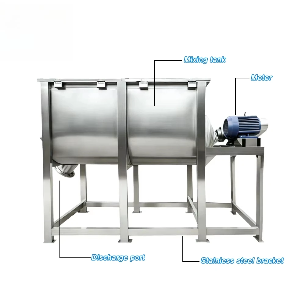 Mezcladora de cinta horizontal para polvo, equipo de mezcla de sal, azúcar y especias, máquina mezcladora de doble cinta de 500 kg y 1000 kg