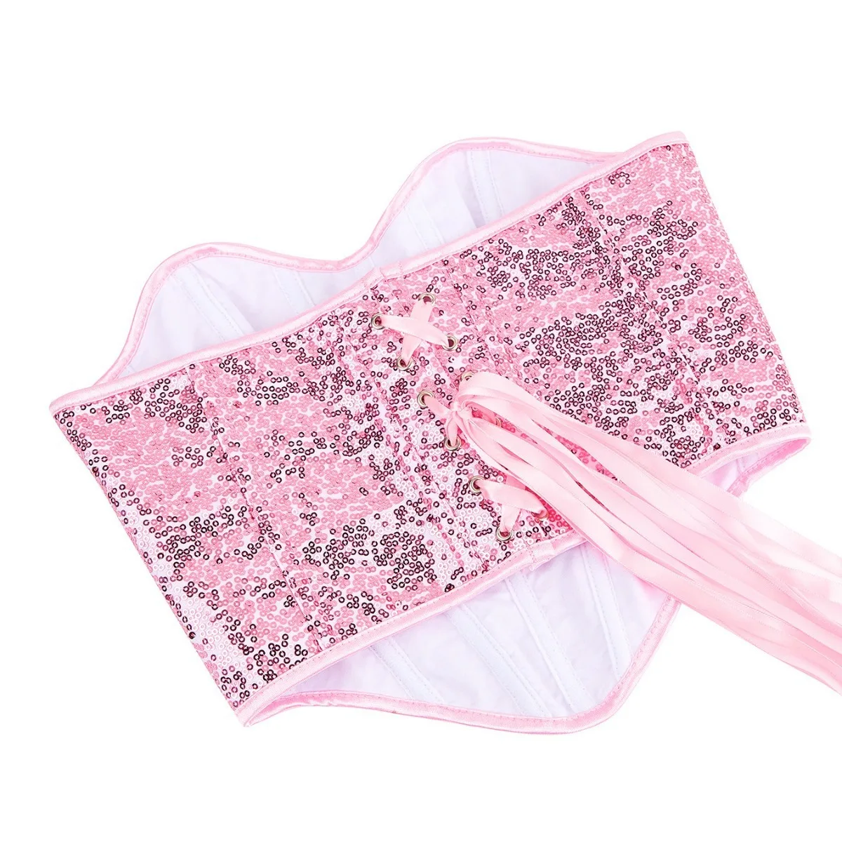 جديد الوردي الترتر السيدات صديرية دائرية المرأة iny بلوزة الربيع الصيف الخريف موسم البوليستر النسيج الجسم الملابس الداخلية