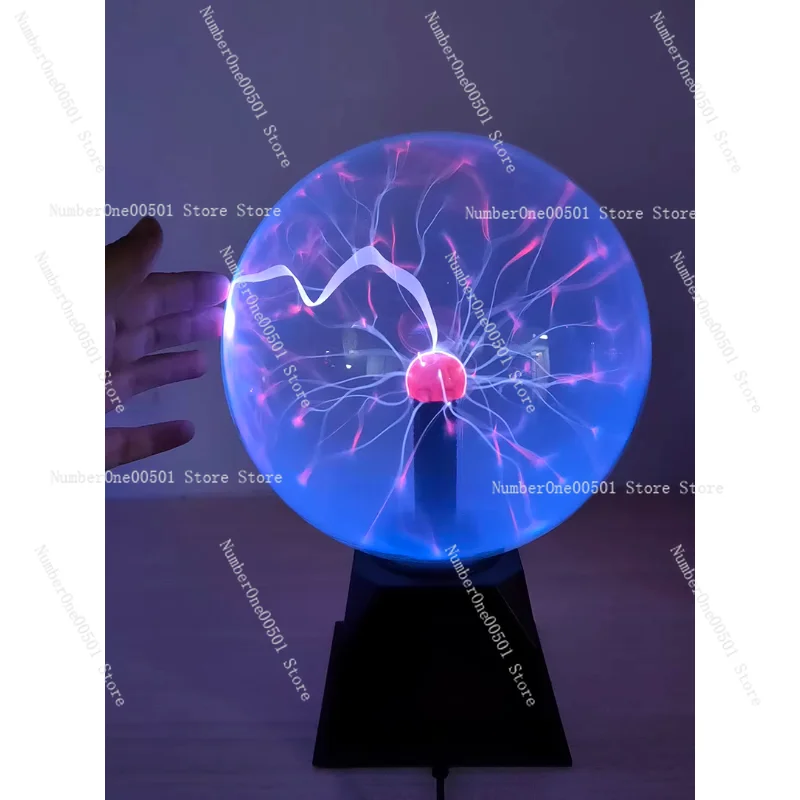 

6-дюймовый плазменный шар с красной, синей молнией, 15 см, стеклянный эффект катушки Тесла, сенсорный ионный глобус для научного декора